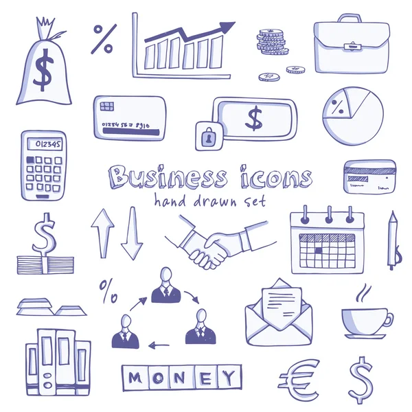 Sada doodle skica obchodu ikon — Stockový vektor
