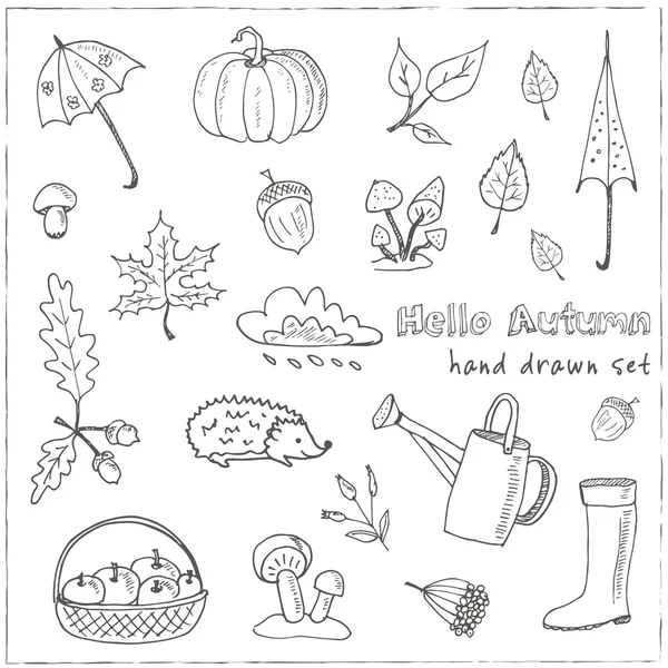 Schattig hand getrokken herfst set — Stockvector