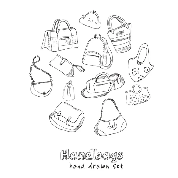 Doodle bosquejo conjunto de bolsas — Vector de stock