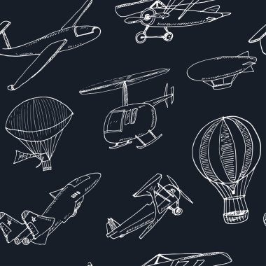 Doodle Havacılık seamless modeli 