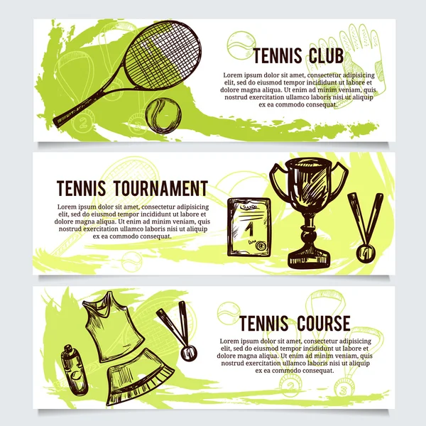 Tenis Okulu, turnuva, ekipman için ayarla — Stok Vektör