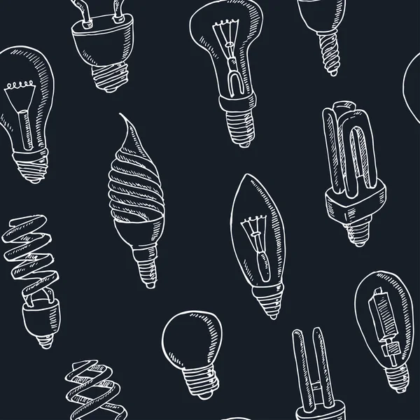 Doodle lampadine modello senza soluzione di continuità — Vettoriale Stock