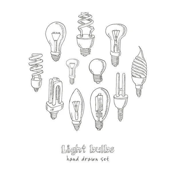 Doodle Set of light bulbs Vector — Stock Vector