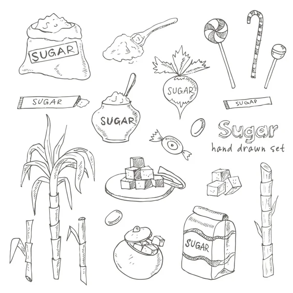 Doodle Set van suiker producten vectorillustratie — Stockvector