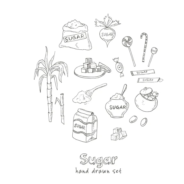 Doodle Conjunto de productos de azúcar Ilustración vectorial — Archivo Imágenes Vectoriales