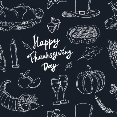 Mutlu Şükran günü. Elle çizilmiş tatil tasarım seamless modeli