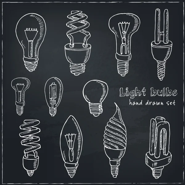 Doodle Set di lampadine Vettore — Vettoriale Stock