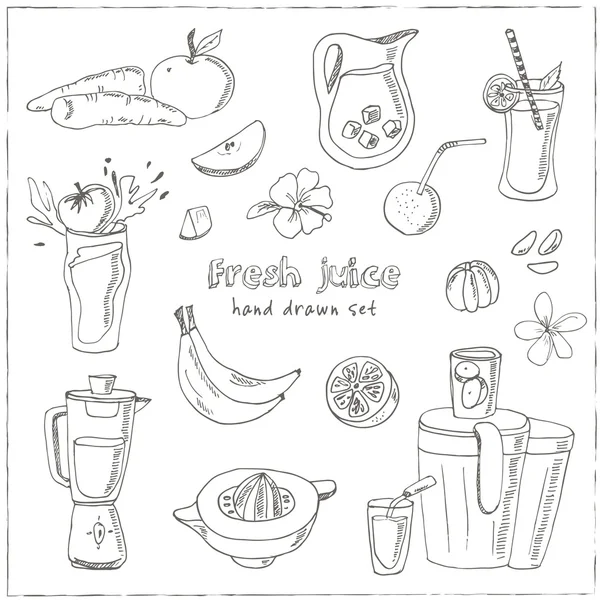 Fresh Juice set. Vintage illustration for design — Stock Vector