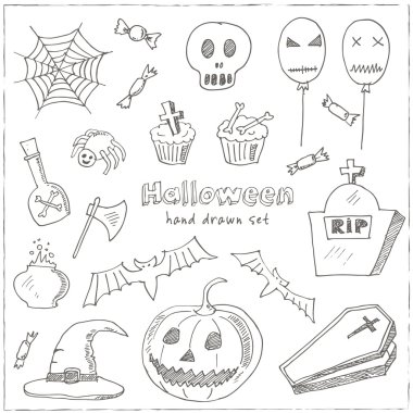 Cadılar Bayramın kutlu olsun hüner ya da muamele etmek karalamalar. Çizilmiş tatil tasarım el