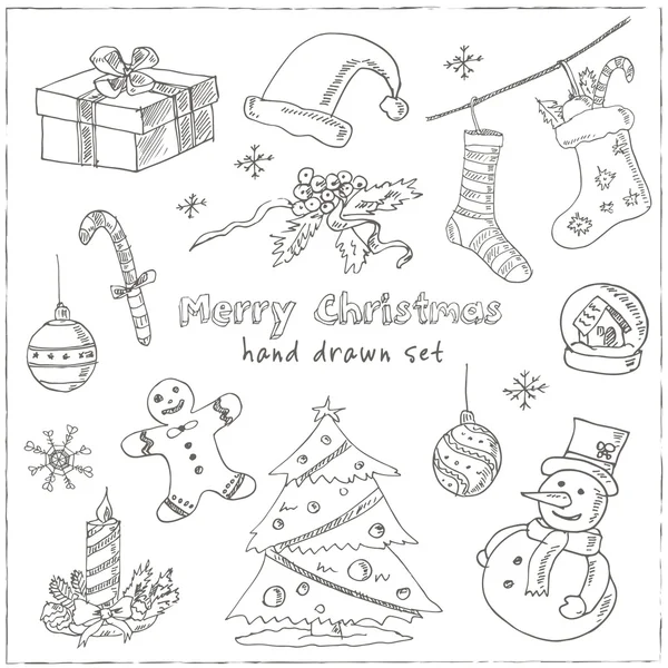 Doodle Різдвяні елементи Вінтажні ілюстрації для дизайну — стоковий вектор