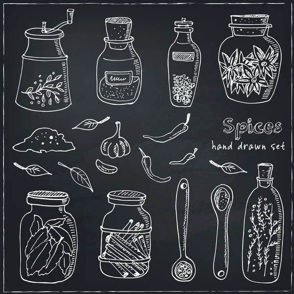Spices in jars.Vintage illustration for identity, design — Stock Vector