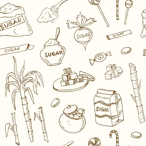 Doodle sans couture modèle produits de sucre Illustration vectorielle — Image vectorielle