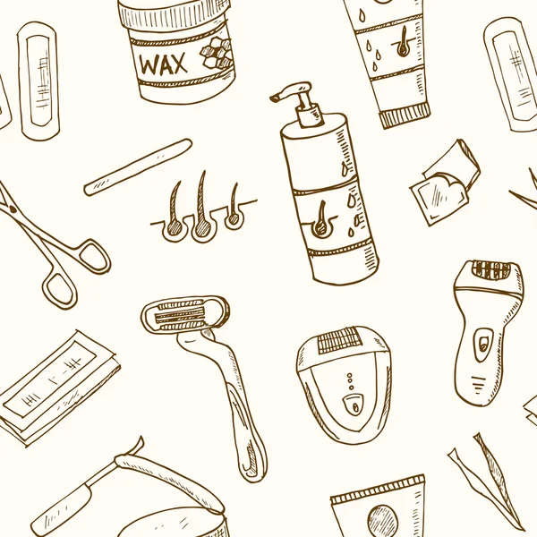 Doodle seamless pattern with hair removal tools Vector — Stock Vector