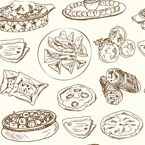 Hong Kong street food Menu doodle motif sans couture Illustration vectorielle sur tableau — Image vectorielle