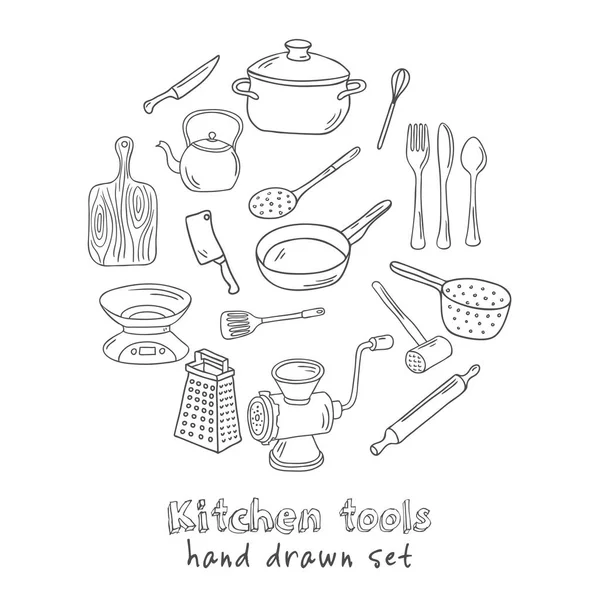 Vektör el çizimi mutfak araçları koleksiyonu. — Stok Vektör