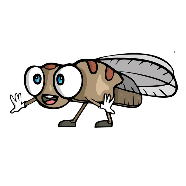 Cute little cartoon fly insect Vector illustration — Stock Vector