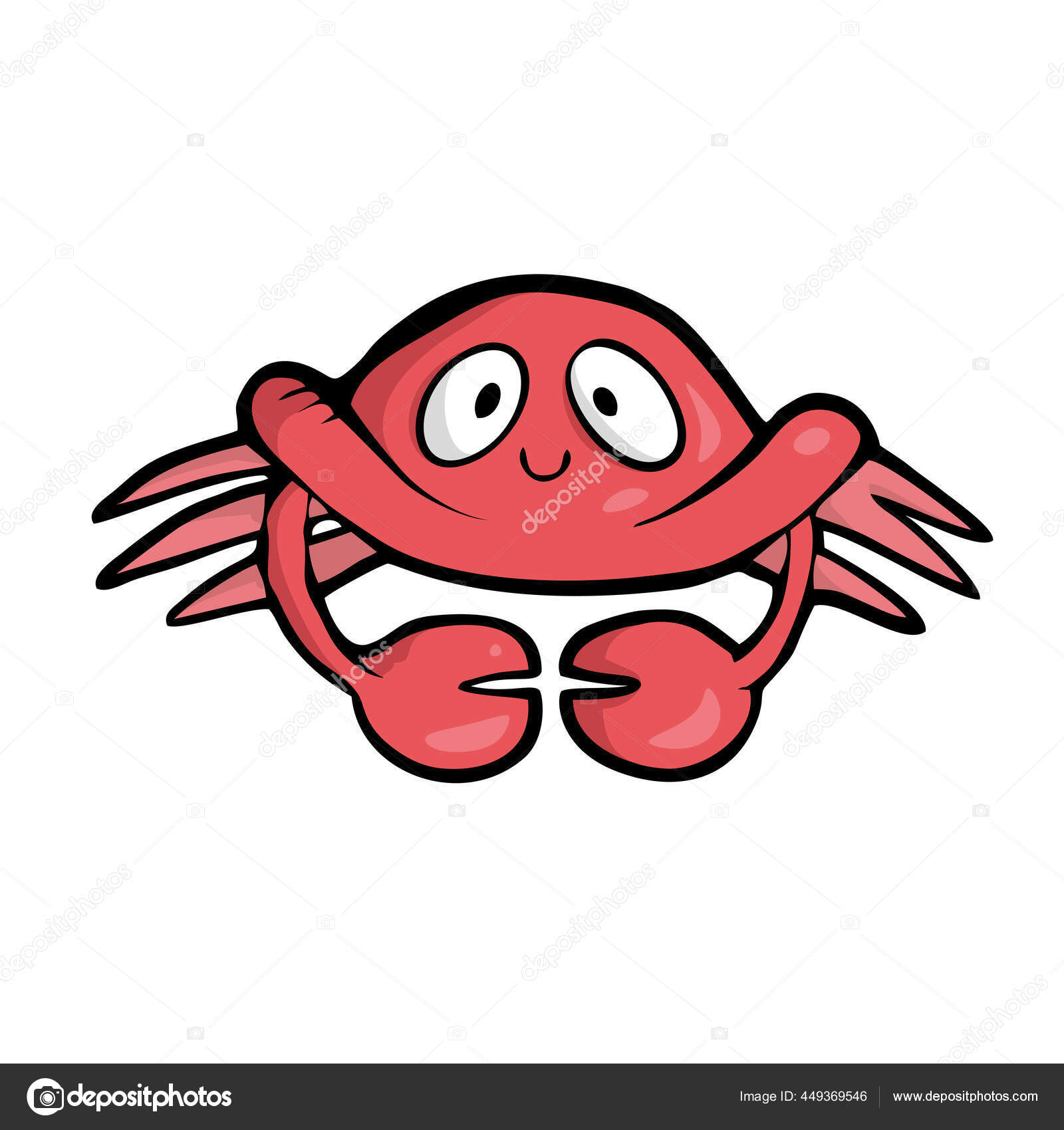 Kepiting Di Latar Belakang Putih Cute Hewan Laut Kartun Stok Vektor Fafarumba 449369546