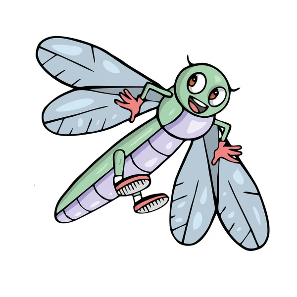 Dragonfly Мила комаха мультфільм — стоковий вектор
