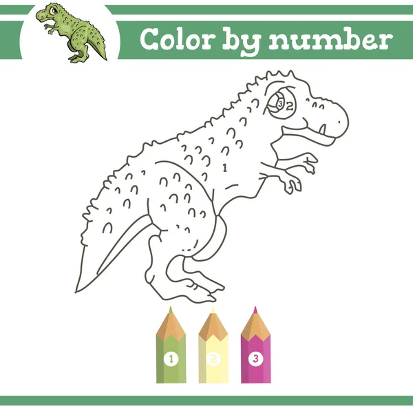 Dinosaurios Color por números. Página para colorear para niños preescolares. Aprender números para jardines de infantes. Juego educativo. — Vector de stock