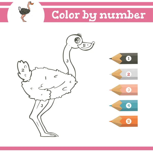 Цвет по числам. Окраска страницы для детей дошкольного возраста. Узнайте цифры для детских садов. Образовательная игра. — стоковый вектор