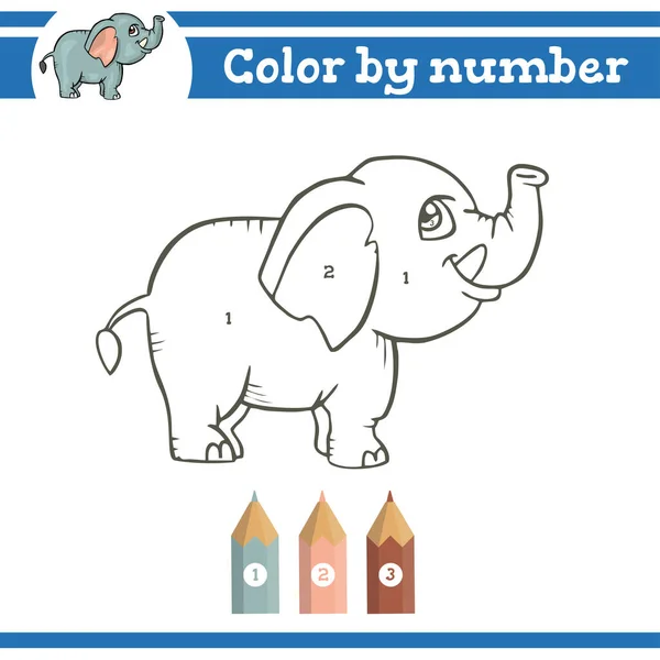 Color por números. Página para colorear para niños preescolares. Aprender números para jardines de infantes. Juego educativo. — Vector de stock