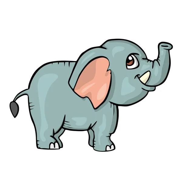 Elefante sobre fondo blanco Lindo animal de dibujos animados — Vector de stock