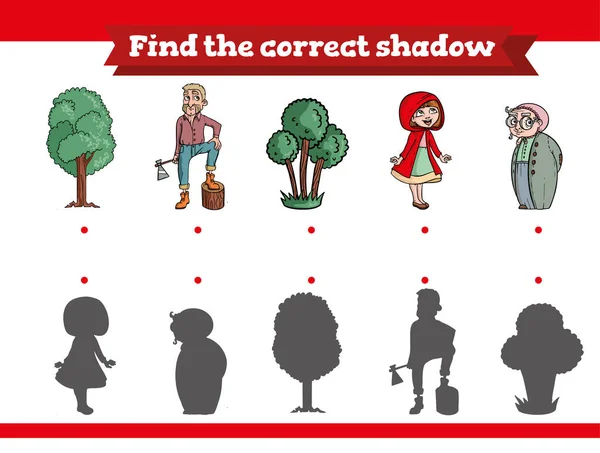 Find the correct shadow. Educational game for children. Cartoon — Stock Photo, Image