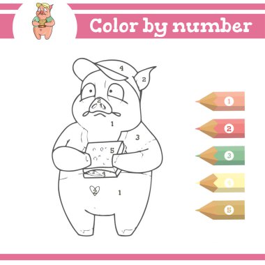 Rakamlara göre renk. Anaokulu çocukları için boyama sayfası. Anaokulu ve okul numaralarını öğren. Eğitici oyun.