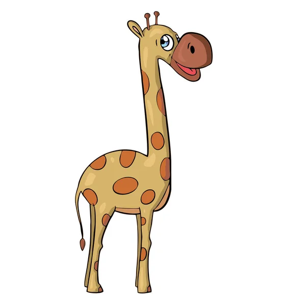 Żyrafa na białym tle Cute Cartoon zwierząt — Wektor stockowy