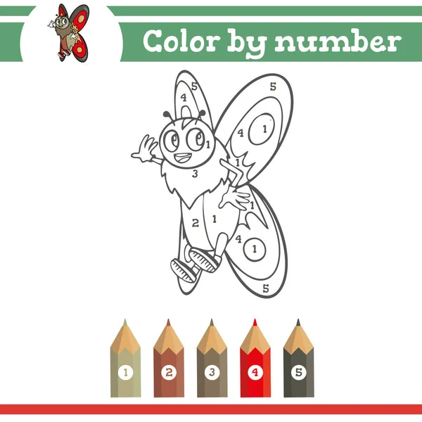 Couleur par chiffres. Coloriage pour enfants d'âge préscolaire. Apprenez les numéros pour les jardins d'enfants et les écoles. Jeu éducatif. — Image vectorielle