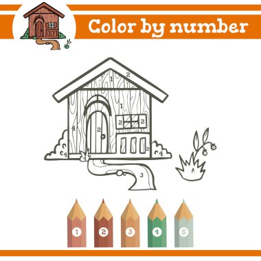 Rakamlara göre renk. Anaokulu çocukları için boyama sayfası. Anaokulu ve okul numaralarını öğren. Eğitici oyun.