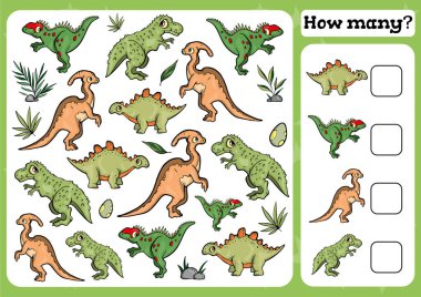 Anaokulu çocukları için sayım oyunu. Matematiksel bir oyun kaç tane Eğitici sayar. 