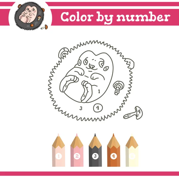 Цвет по числам. Окраска страницы для детей дошкольного возраста. Узнайте цифры для детских садов. Образовательная игра. — стоковый вектор