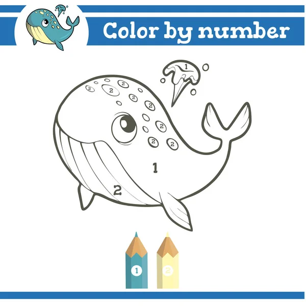 Farbe nach Zahlen. Malseite für Vorschulkinder. Zahlen für Kindergärten und Schulen. — Stockvektor