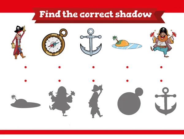 Find the correct shadow. Educational game for children. — Stock Vector