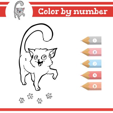 Rakamlara göre renk. Anaokulu çocukları için boyama sayfası. Anaokulu ve okul numaralarını öğren. Eğitici oyun.