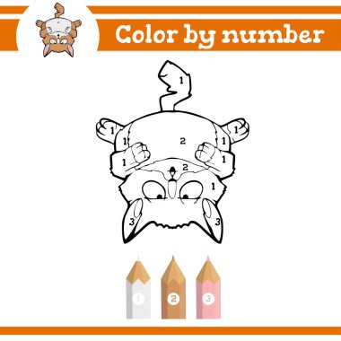 Rakamlara göre renk. Anaokulu çocukları için boyama sayfası. Anaokulu ve okul numaralarını öğren. Eğitici oyun.