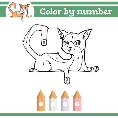 Rakamlara göre renk. Anaokulu çocukları için boyama sayfası. Anaokulu ve okul numaralarını öğren. Eğitici oyun.