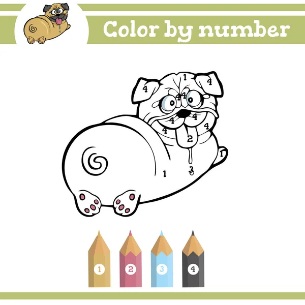 Цвет по числам. Окраска страницы для детей дошкольного возраста. Узнайте цифры для детских садов и школ. Образовательная игра. — стоковый вектор