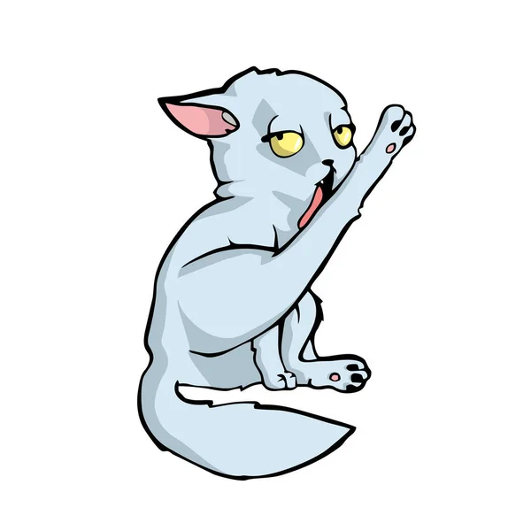 Gato bonito desenho animado ilustração no fundo branco Vector — Vetor de Stock