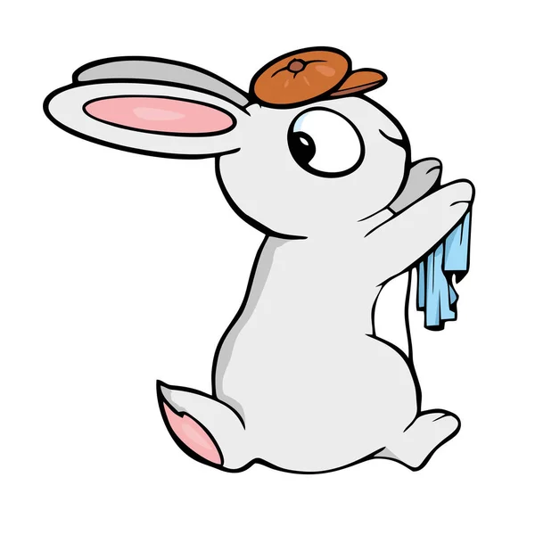 Pasqua coniglietto cartone animato illustrazione su sfondo bianco — Vettoriale Stock
