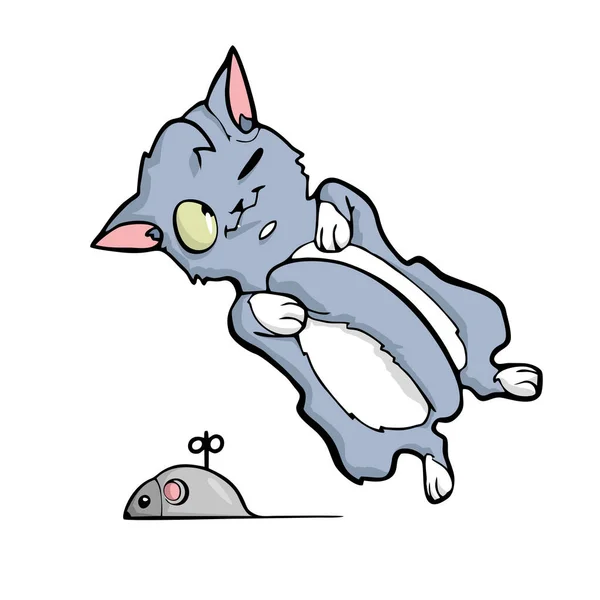 Katt Söt tecknad illustration på vit bakgrund Vektor — Stock vektor