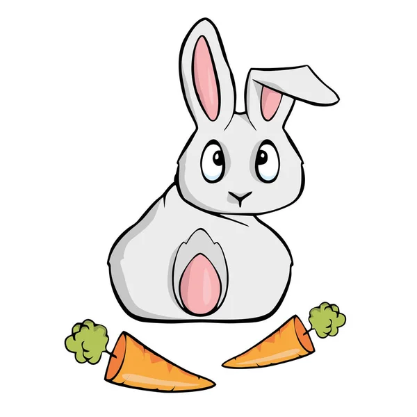 Easter bunny cartoon illustration on white background — Stock Vector