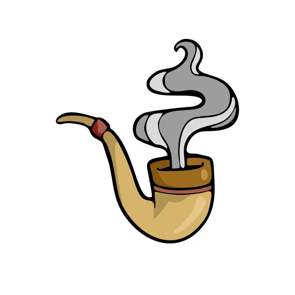 Карикатура с трубкой для курения на белом фоне — стоковый вектор