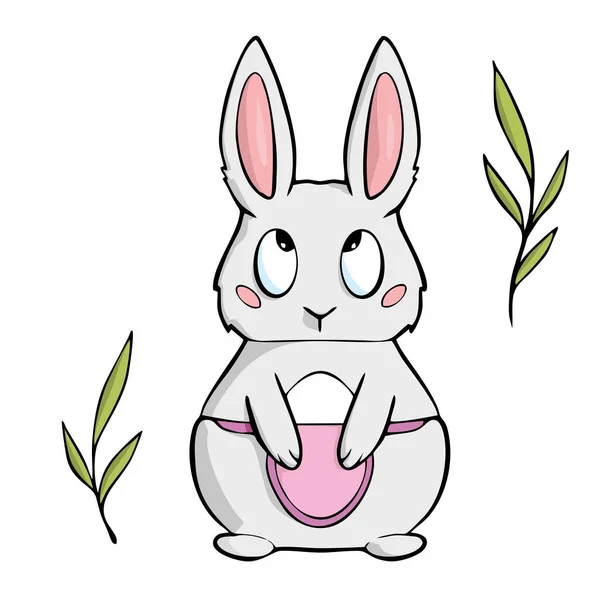 Lapin de Pâques illustration de dessin animé sur fond blanc — Image vectorielle