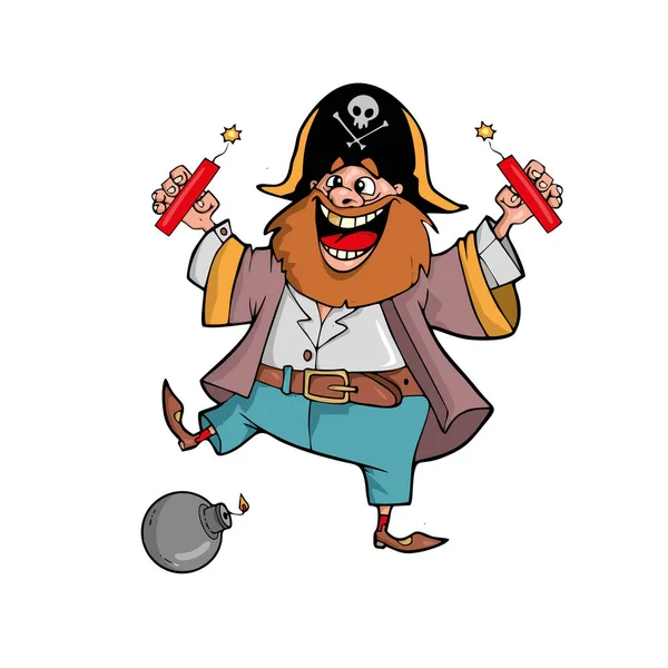 Пиратские карикатуры на белом фоне — стоковый вектор