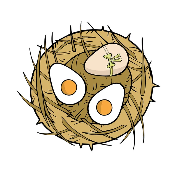 Cute cartoon eggs in the nest — Stock Vector