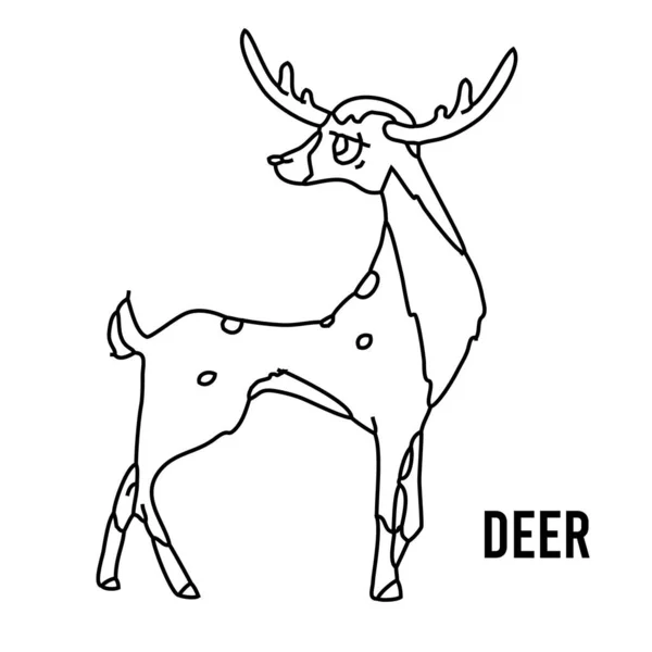 Deer Coloring page for preschool children. Learn numbers for kindergartens and schools. Educational game. — Image vectorielle