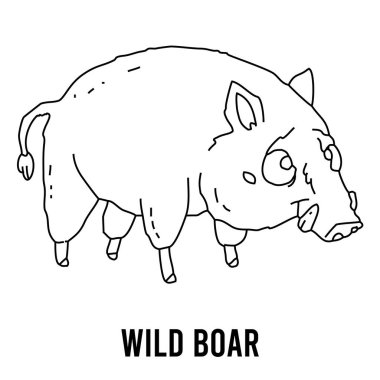 Wild boar Coloring page for preschool children. Learn numbers for kindergartens and schools. Educational game.