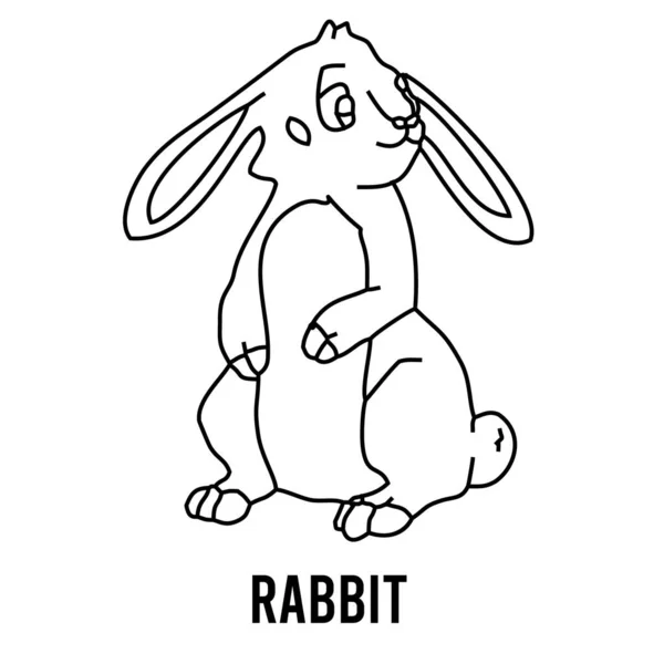 Rabbit Coloring page for preschool children. Learn numbers for kindergartens and schools. Educational game. — Stock Vector